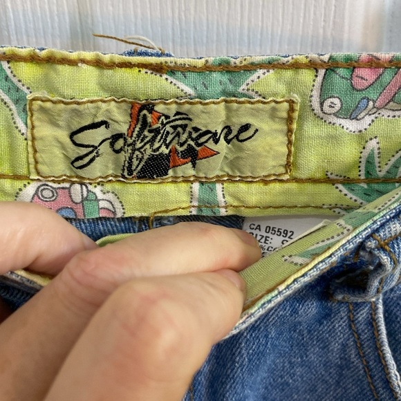 Vintage High Waist 80s Software Tropical Denim Women’s Shorts Size 9 Waist 28 - Picture 3 of 8